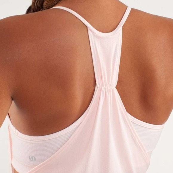 Lululemon No Limits Tank 4 Layered Shelf Bra Pretty Pink Tonka Stripe - Picture 10 of 10